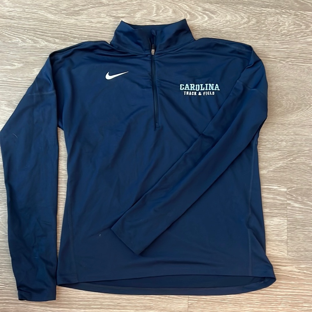 Nike, Navy Blue Half-zip Pullover, UNC Track and field branded. Size small